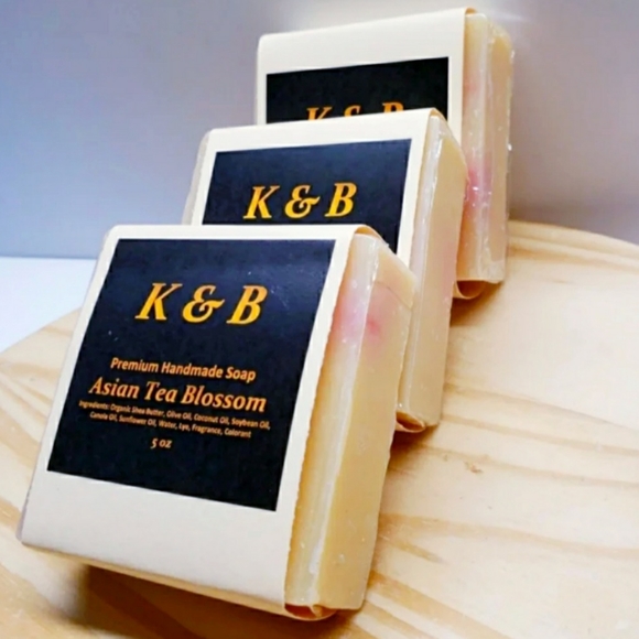 ASIAN TEA BLOSSOM Premium Handmade Natural Body Bar Soap, 5 oz (3 pack) - Picture 1 of 6